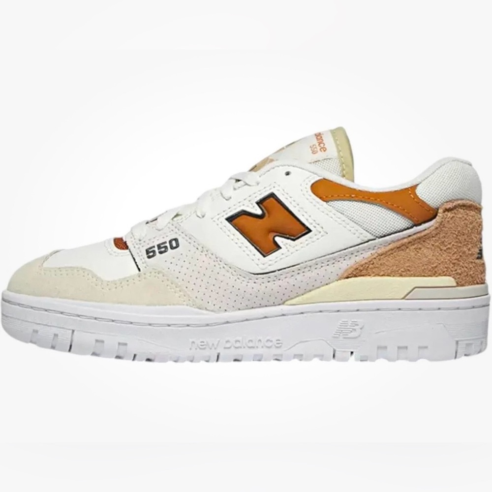 NIB New Balance Womens 550 Leather/Suede Sneakers - White Brown, US Size 10 B
